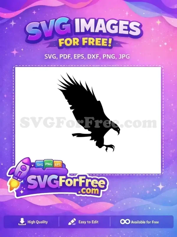 Free Dynamic Black Eagle Free Powerful Talons Majestic Flying Bird Free SVG
