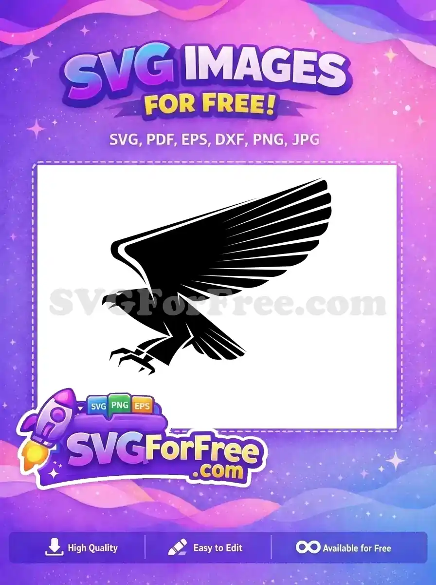Free Soaring Black Silhouette Free Powerful Wings Talons Eagle Free SVG