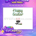 Free Grey Raccoon Pink Bunny Ears Free Happy Easter Eggs Free SVG - Instant Download