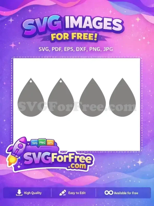 Free Gray Teardrop Free Earring Blanks Easter Craft Design Free SVG