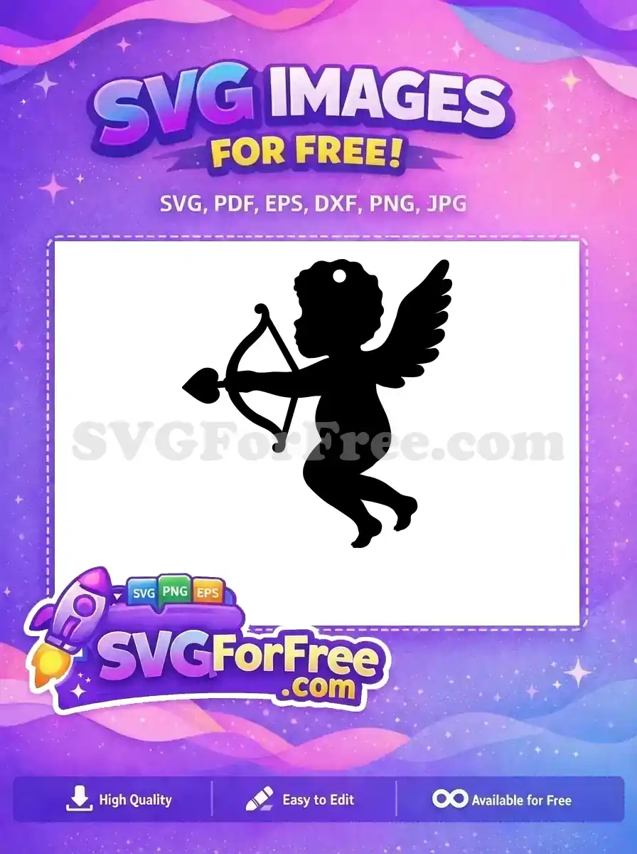 Free Cupid Silhouette Free Heart Arrow Easter Earring Free SVG