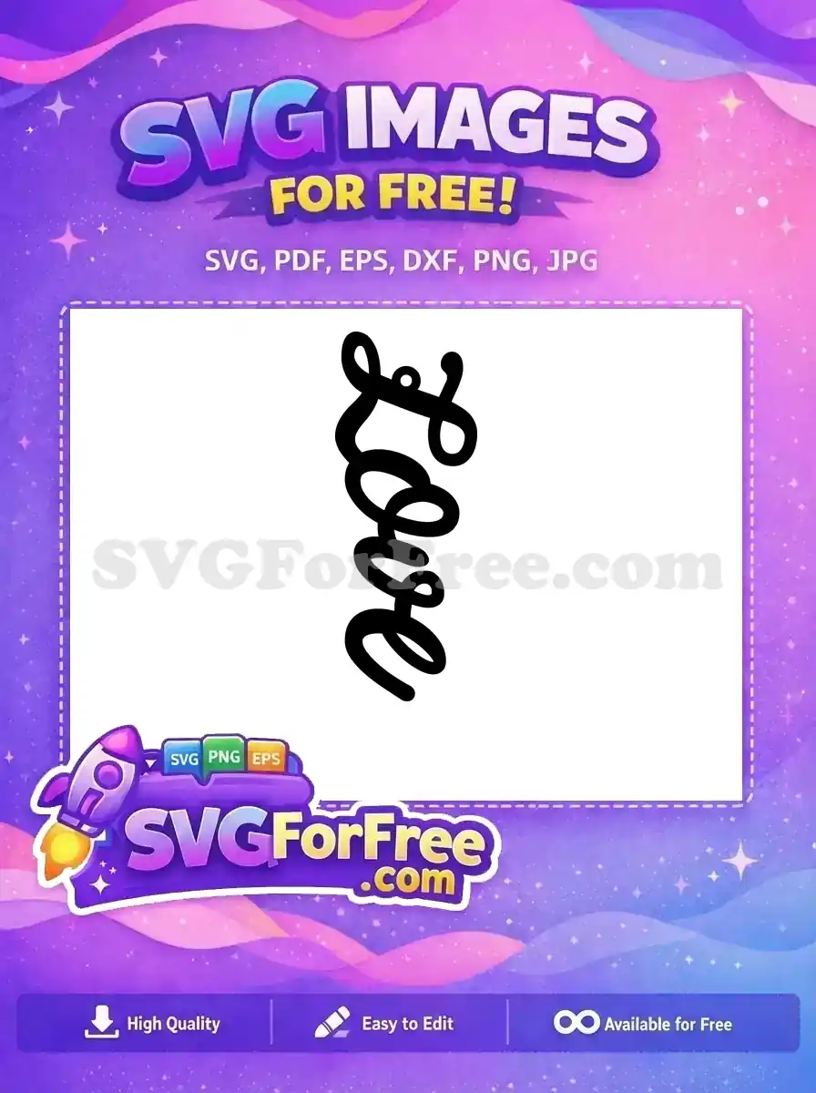 Free Black Cursive Love Free Elegant Script Earring Easter Free SVG