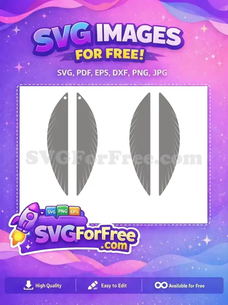 Free Gray Split Oval Free Earring Template Easter Holiday Free SVG