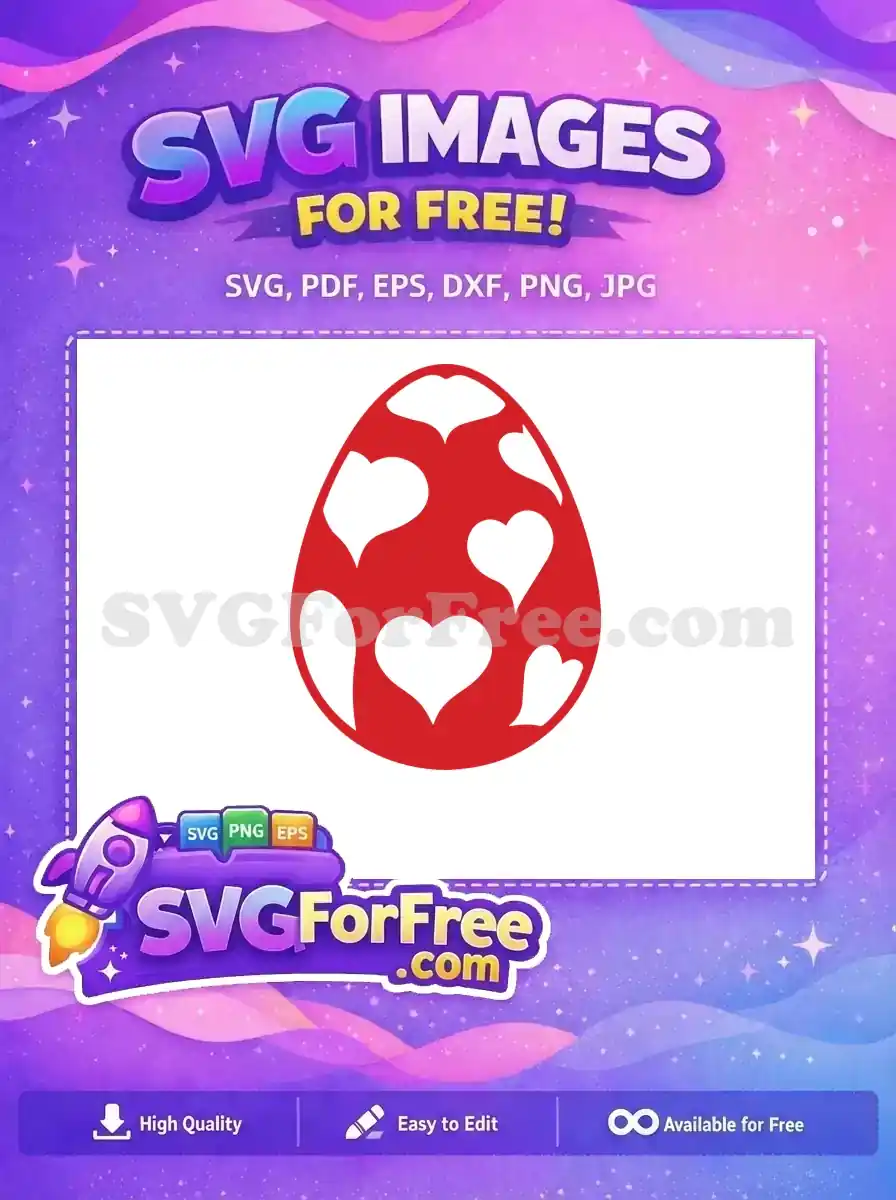 Free Vibrant Red Easter Egg Free White Heart Patterns Celebration Free SVG