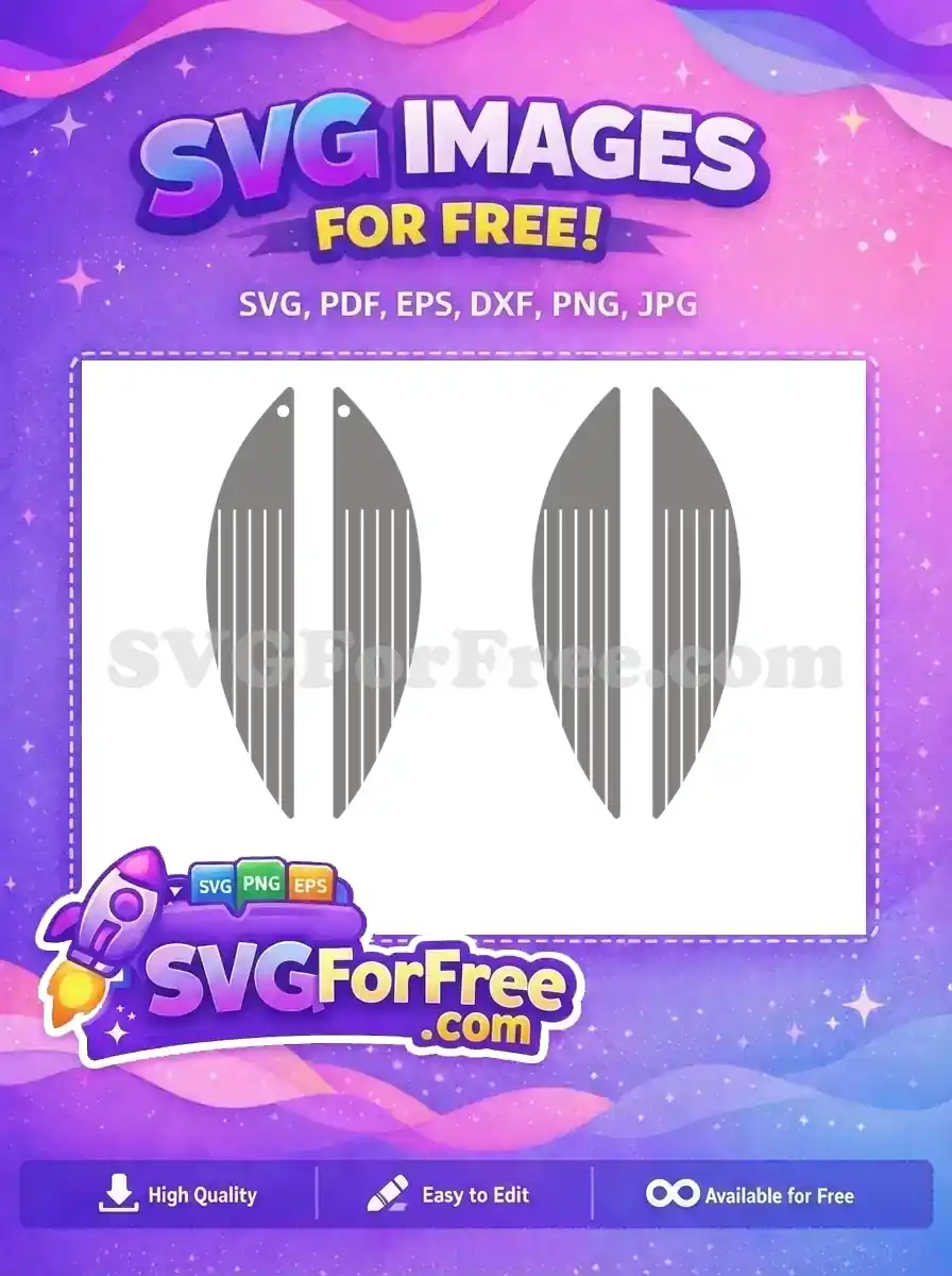 Free Grey Striped Leaf Free Drop Earring Easter Free SVG