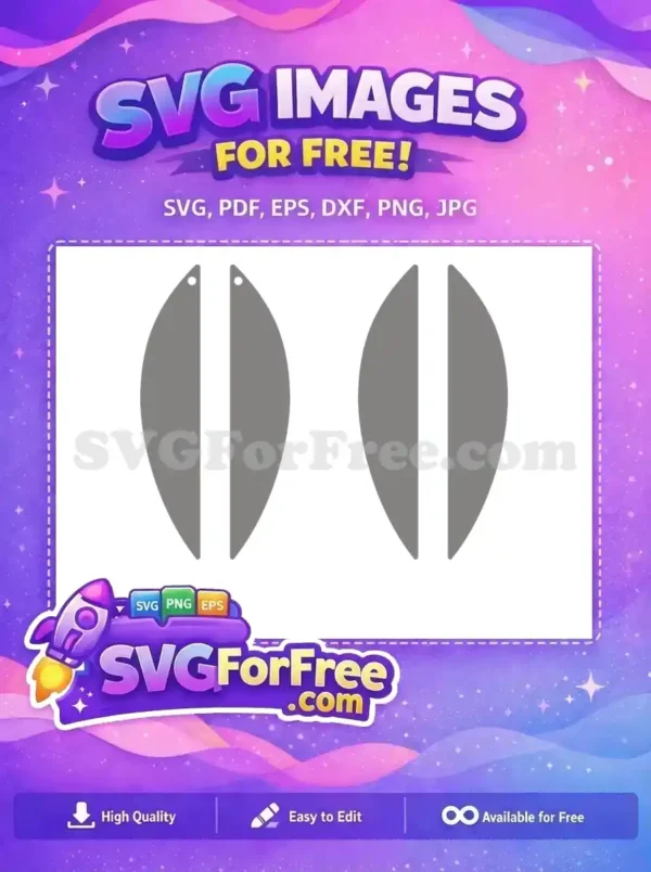 Free Grey Split Free Modern Dangle Earring and Easter Free SVG