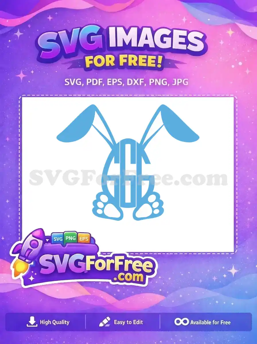 Free Blue Bunny Free GCG Monogram Egg Easter Earring Free SVG