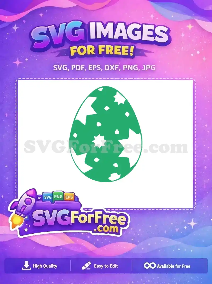 Free Green Easter Egg Free White Star Patterns Easter Holiday Free SVG