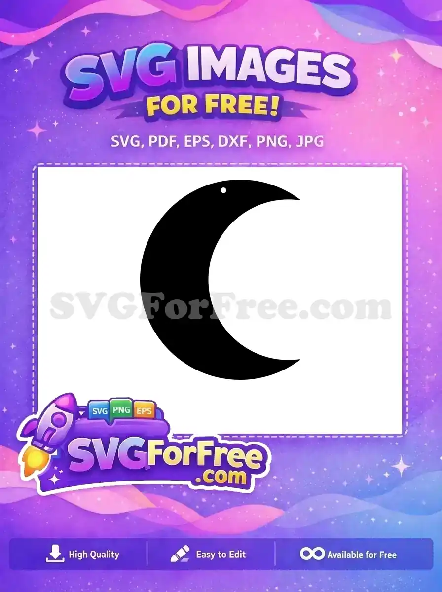 Free Black Crescent Earring Free Simple Moon Silhouette Easter Free SVG