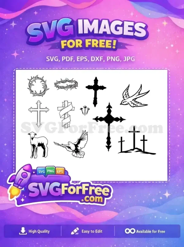 Free Crown Thorns Cross Free Easter Lamb Dove Religious Earring Free SVG