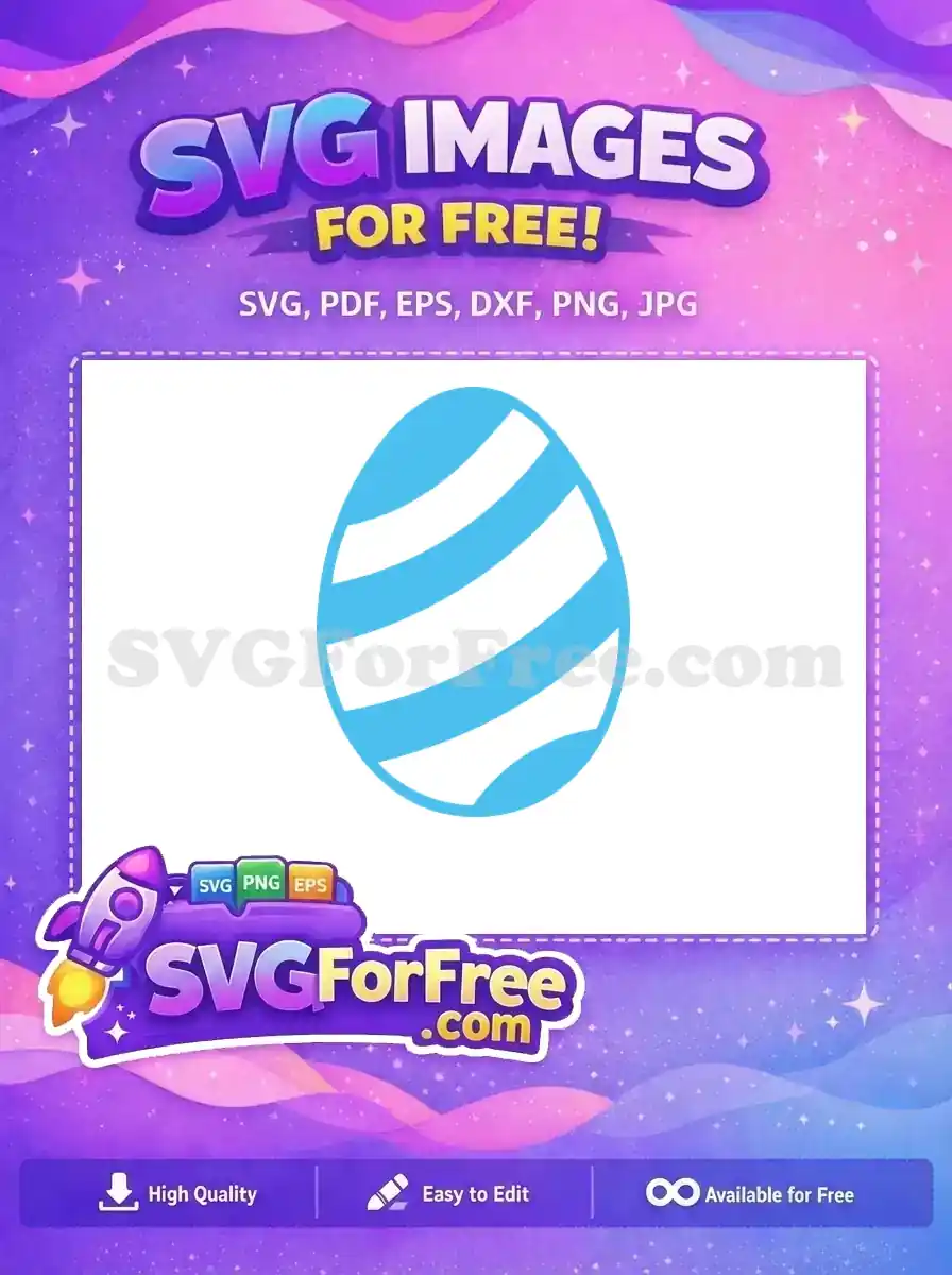 Free Light Blue Striped Free Easter Egg Earring Design Free SVG