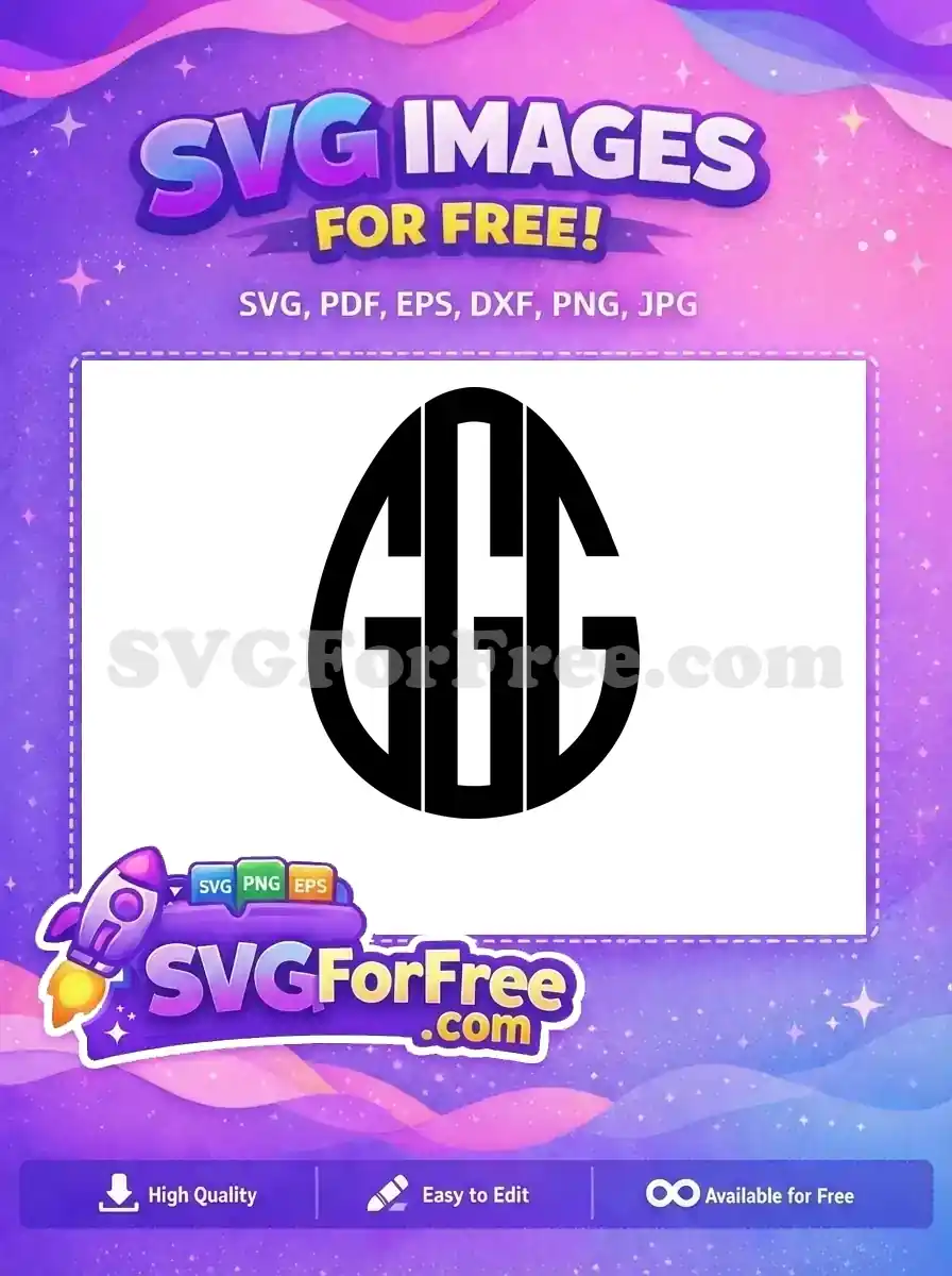 Free Black Monogram Oval Free Interlocking Letters Design Easter Earring Project Free SVG