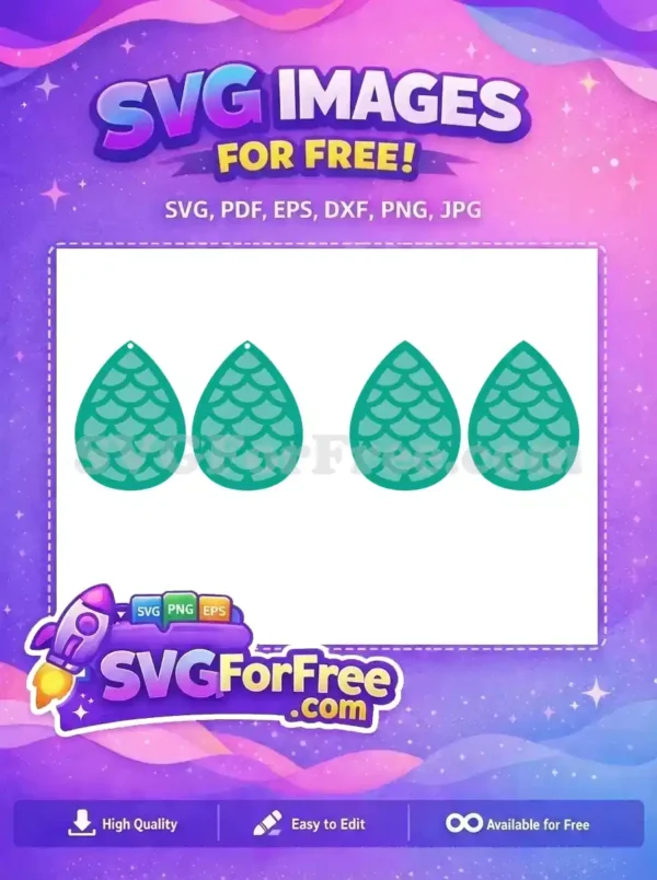 Free Teal Scaled Design Free DIY Crafters Template Easter Earring Free SVG