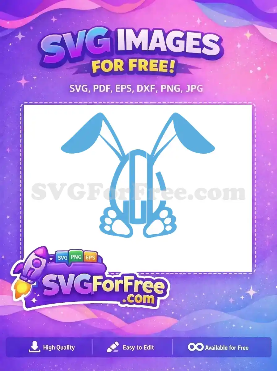 Free Light Blue Monogrammed Bunny Free Cute Earring Easter Free SVG