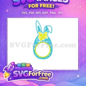Free Blue Bunny Free Yellow Bow Easter Earring Free SVG