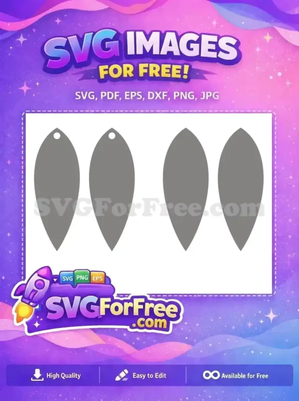 Free Blank Teardrop Earring Free Gray Easter Jewelry Template Free SVG