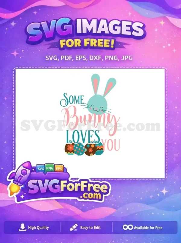 Free Smiling Blue Bunny Free Patterned Easter Eggs Easter Love Free SVG