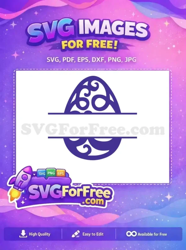 Free Purple Swirl Egg Free Monogram Easter Earring Free SVG