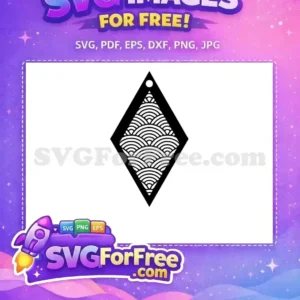 Free Black Diamond Seigaiha Free Geometric Intricate Earring Silhouette Free SVG Free Black Diamond Seigaiha Free Geometric Intricate Earring Silhouette Free SVG