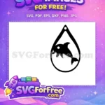 Free Happy Dolphin Silhouette Free Teardrop Earring Ocean Life Free SVG - Instant Download