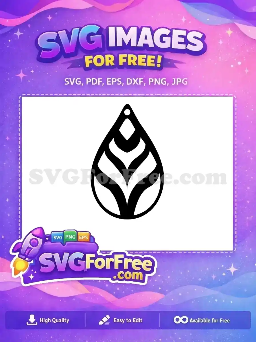 Free Organic Wavy Teardrop Free Dangle Earring Silhouette Free SVG