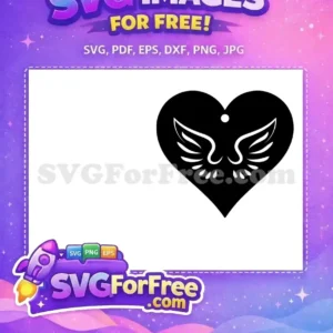 Free Black Winged Heart Free Earring Silhouette Angelic Free SVG