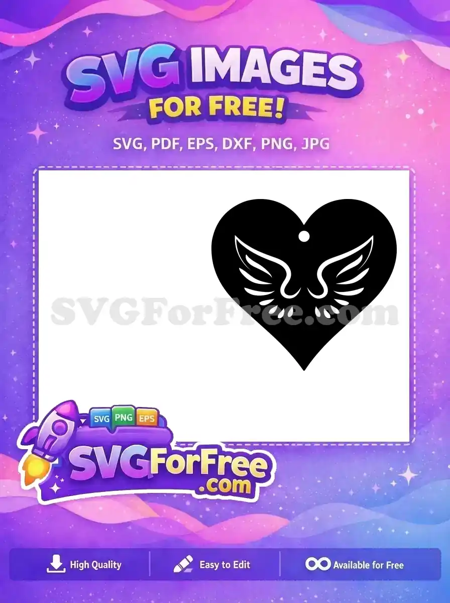 Free Black Winged Heart Free Earring Silhouette Angelic Free SVG