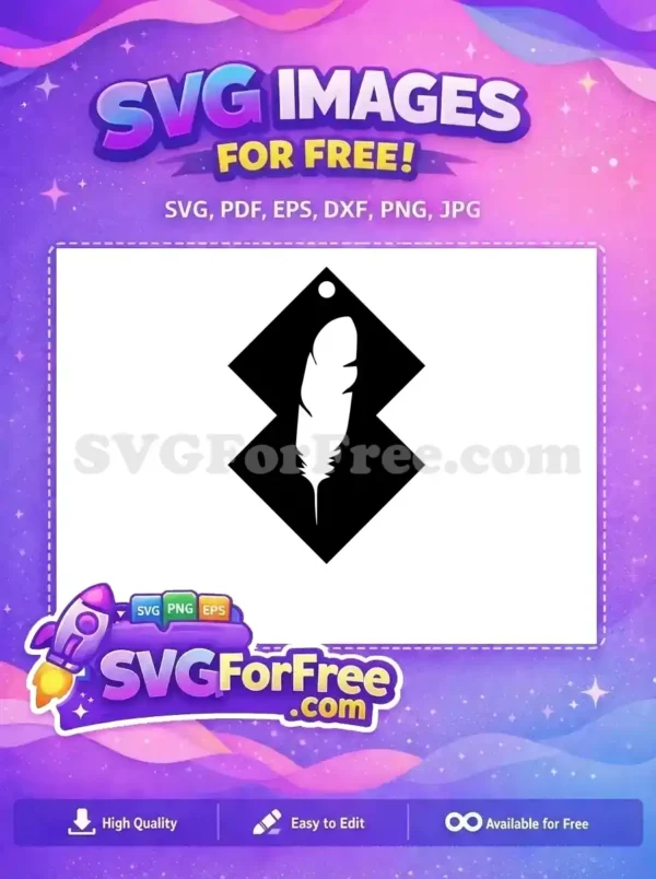Free White Feather Free Earring Silhouette Boho Style Free SVG