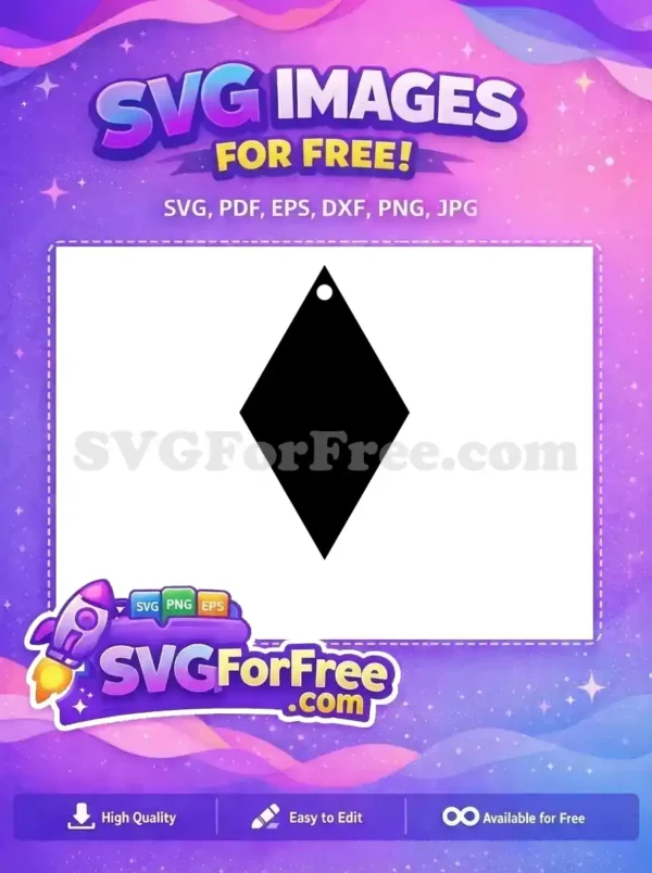 Free Solid Black Diamond Free Simple Earring Jewelry Craft Free SVG
