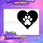 Free Black Heart Free White Paw Print Pet Lover Earring Silhouette Free SVG - Instant Download