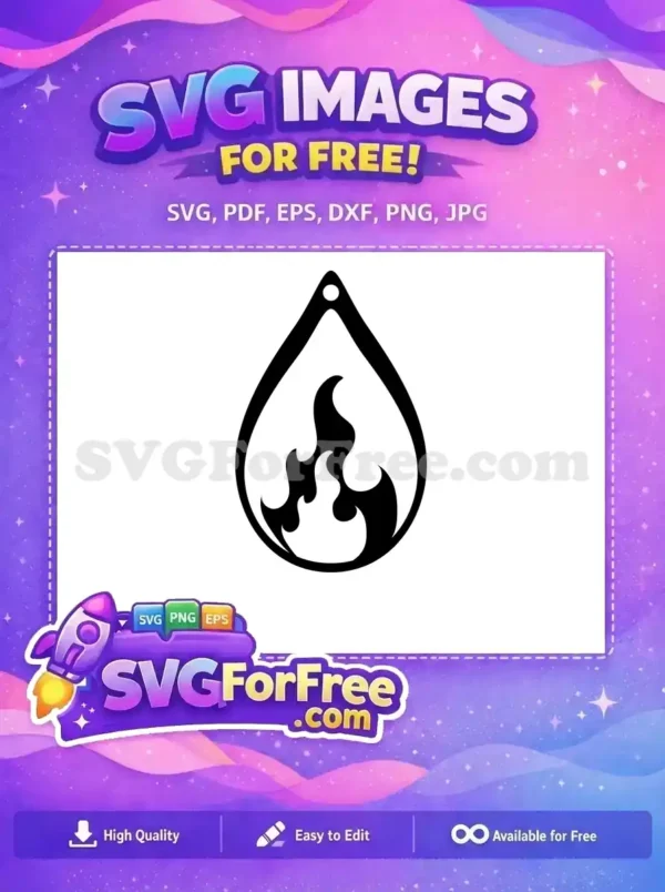Free Black Flame Free Teardrop Earring Silhouette Fire Element Free SVG