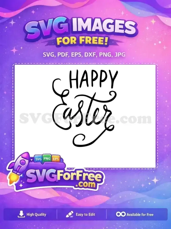 Free Happy Easter Script Free Black Calligraphy Easter Free SVG