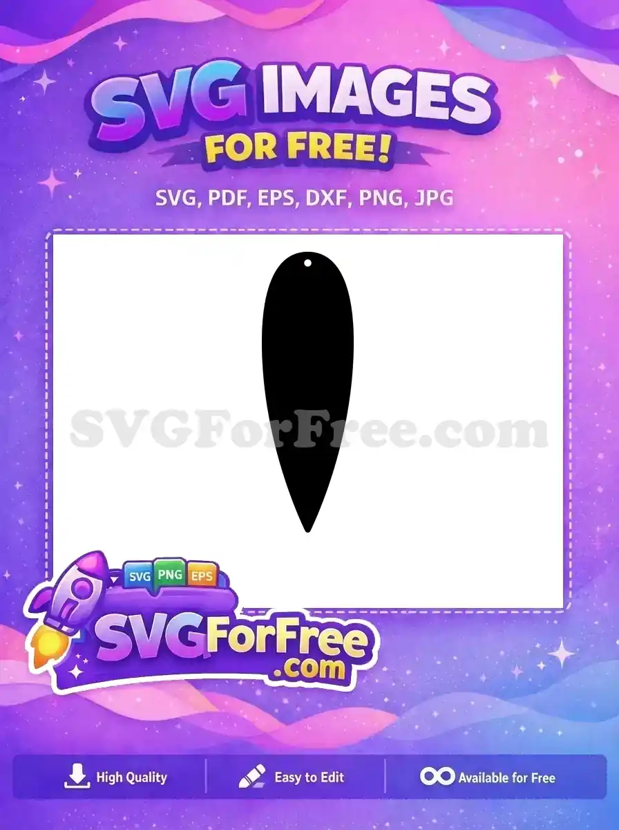 Free Black Plain Teardrop Free Earring Blank Template Easter Crafting Free SVG