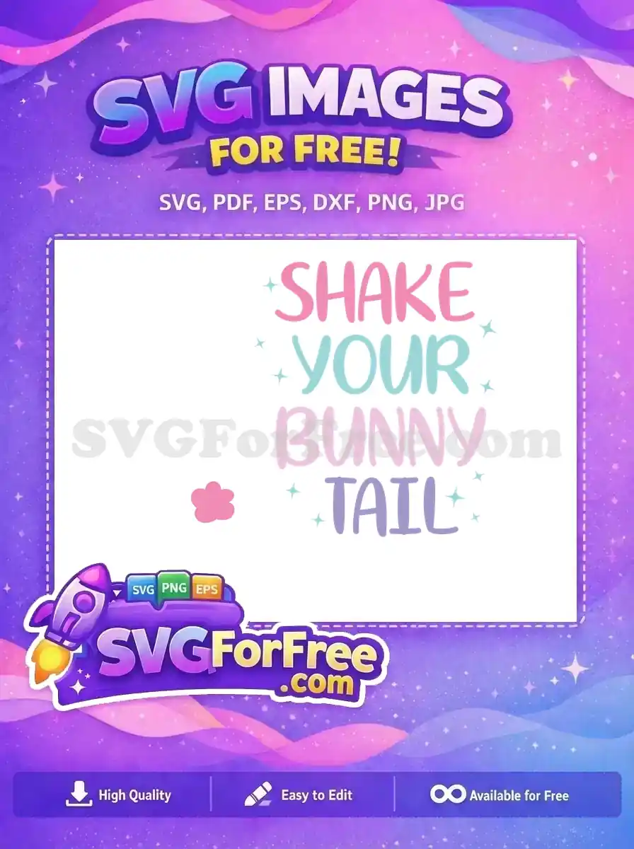 Free Pink Blue Text Free Bunny Tail Sparkles Easter Free SVG