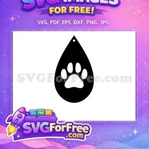 Free Black Teardrop Earring Free White Paw Print Pet Easter Free SVG