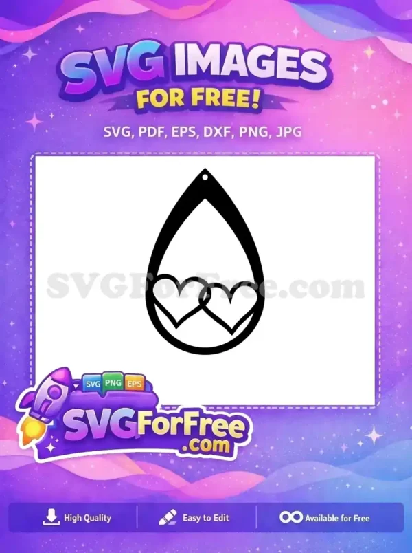 Free Black Interlocking Hearts Free Teardrop Easter Earring Love Design Free SVG