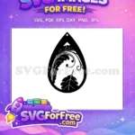 Free Black Teardrop Leaves Free Swirly Floral Earring Easter Spring Decor Free SVG - Instant Download