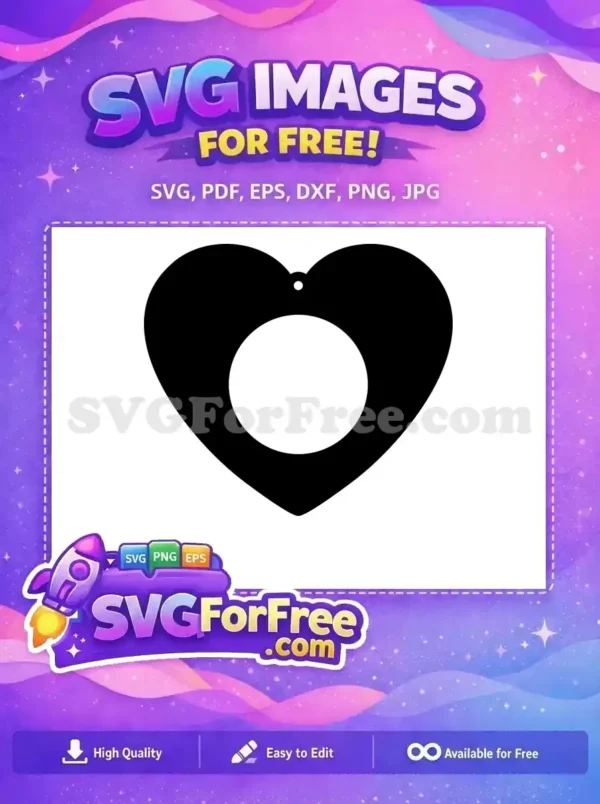 Free Black Heart Silhouette Free Circle Cutout Earring Easter Craft Free SVG
