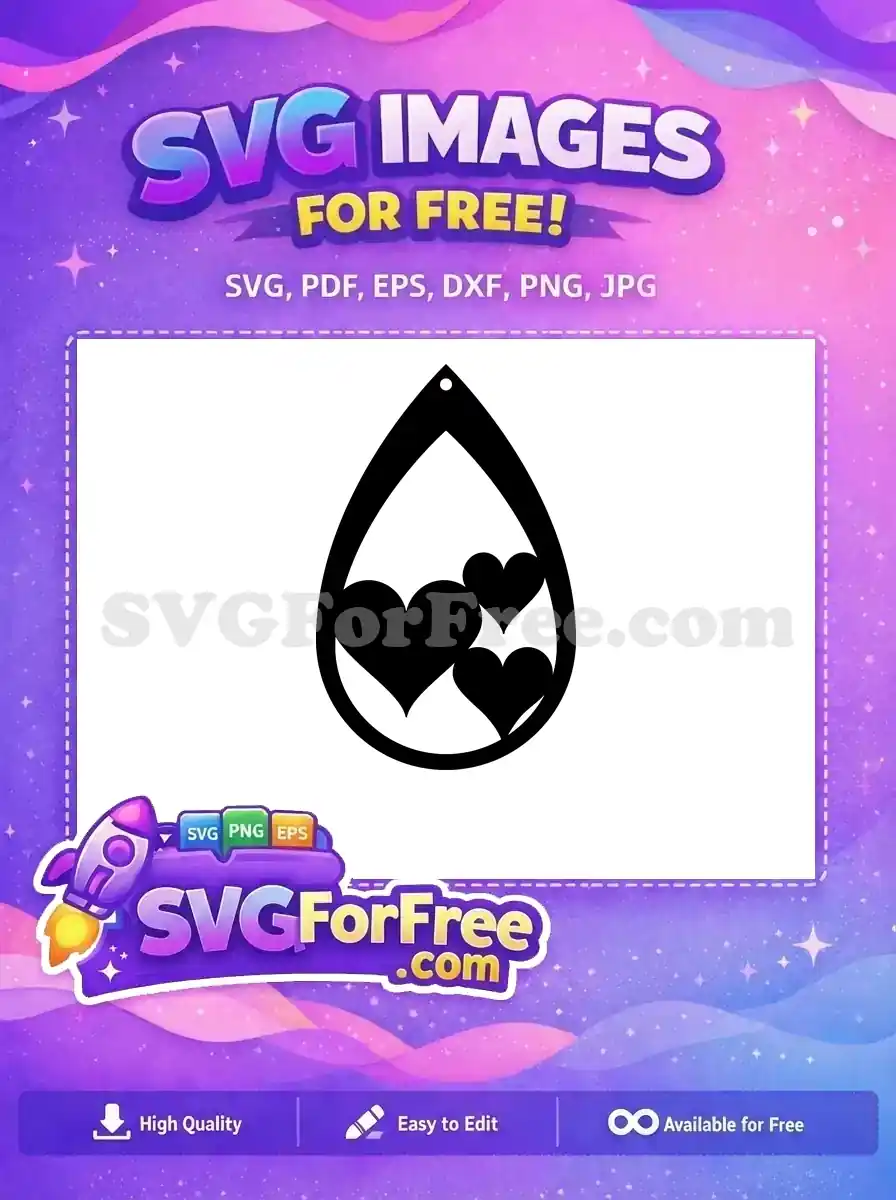 Free Black Hearts Teardrop Free Easter Earring Love Design Free SVG