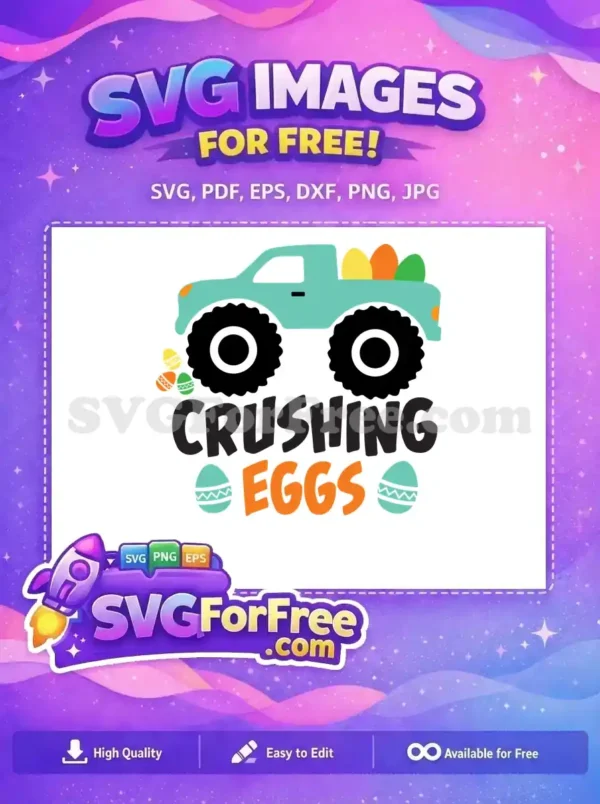 Free light blue monster truck Free vibrant eggs Crushing Eggs Easter Free SVG