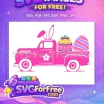Free pink bunny truck Free Easter eggs earring Free SVG - Instant Download