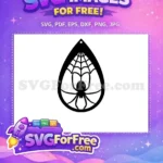 Free Black Spider Silhouette Free Teardrop Web Halloween Earring Free SVG - Instant Download