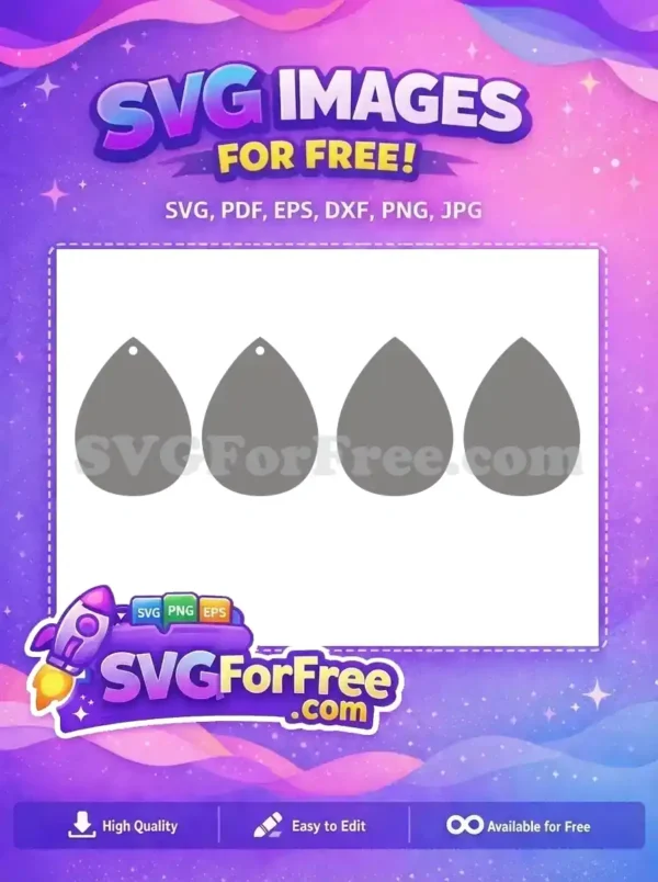 Free Grey Teardrop Shape Free Earring Template Easter Design Free SVG Free Grey Teardrop Shape Free Earring Template Easter Design Free SVG