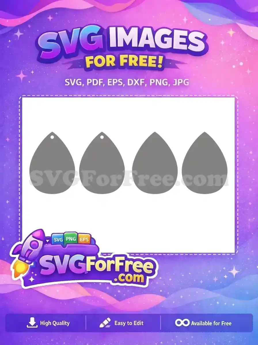 Free Grey Teardrop Shape Free Earring Template Easter Design Free SVG