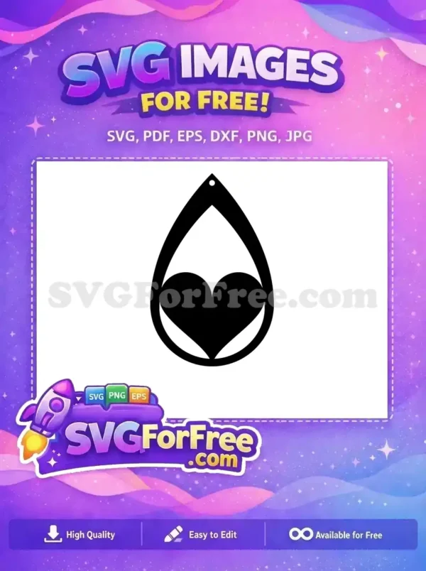 Free Black Teardrop Heart Free Earring Cutfile Easter Free SVG