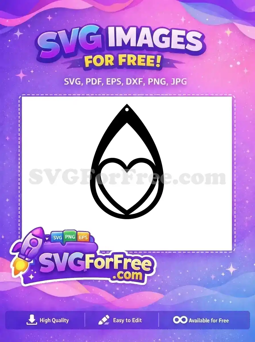 Free Teardrop Heart Free Cutout Earring Easter Design Free SVG