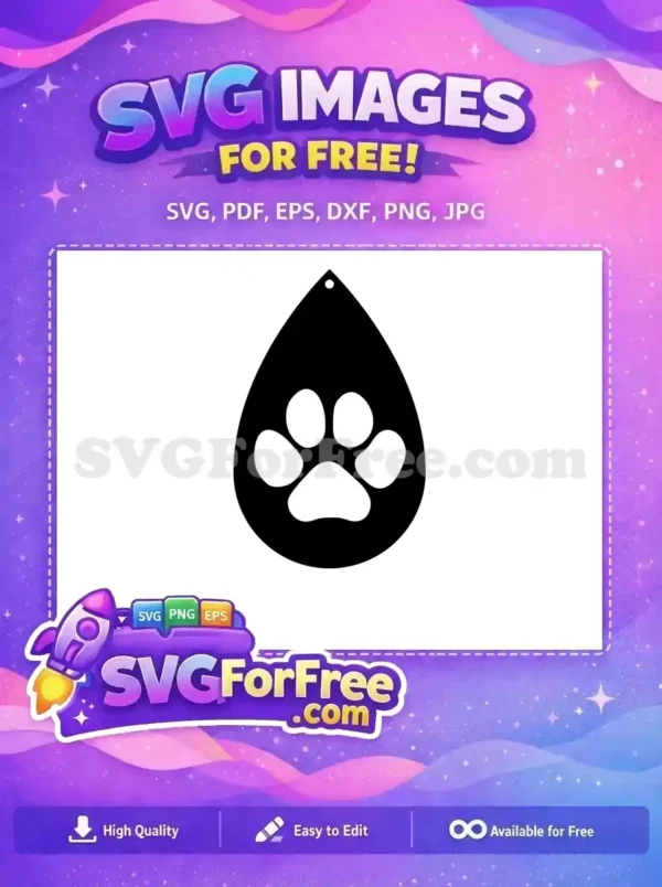Free Black Paw Print Free Teardrop Earring Easter Pet Free SVG