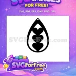 Free Triple Hearts Free Black Teardrop Earring Easter Free SVG - Instant Download