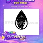 Free Black Leaf Outline Free Teardrop Earring Easter Nature Free SVG - Instant Download