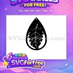 Free Black Leaf Outline Free Teardrop Earring Easter Nature Free SVG